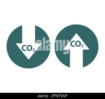 Set of CO2 reduce cloud icon, clean global emission, environment eco ...