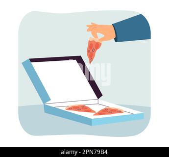 Hand holding slice of delicious pizza Stock Vector