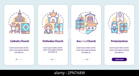 Christian churches onboarding mobile app screen Stock Vector