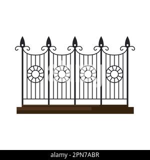 Vintage iron balcony railing or fence vector illustration Stock Vector