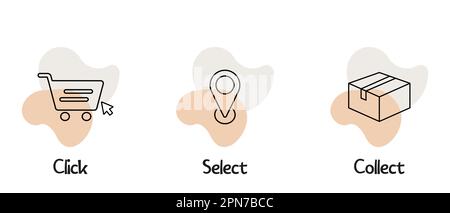 Click, select and collect icons symbol. Trendy and modern vector illustration in flat style Stock Vector