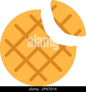 Cookie with missing bite flat icon isolated on white background. Traditional baked treat symbol. Homemade meal sign design. Broken sweet snack. Bitten Stock Vector