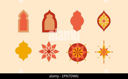 Ramadan Flat Frame Objects Stock Vector