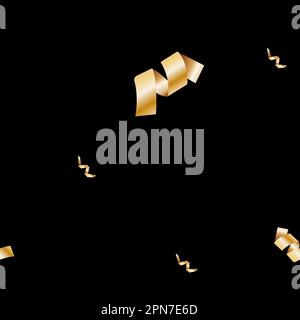 Seamless pattern golden serpentine on a black background. Stock Vector