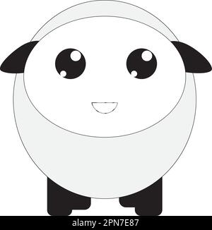 Black and White Sheep Vector Illustration in Cartoon Style. Smiling Sheep Isolated Icon Stock Vector