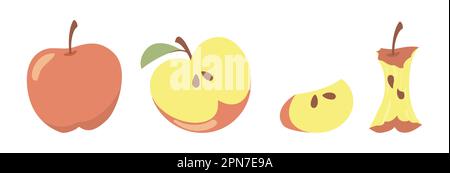 Red apples set Stock Vector