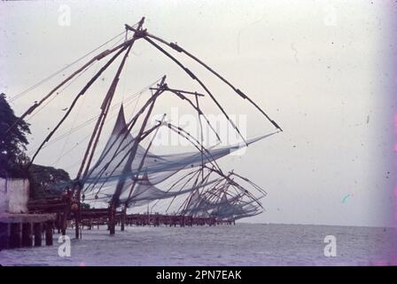 Chinese fishing nets are a type of stationary lift net in India and  Indonesia. They are fishing nets that are fixed land installations for  fishing. At a distance of 13 km from Ernakulam Junction, Chinese Fishing  Nets are a type of fishing nets that dotted the harbor's