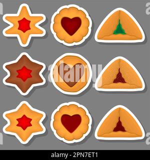 Big set homemade cookie different taste in pastry biscuit, large kit cookie consist of collectible natural tasty food biscuit it pastry accessory, fre Stock Vector