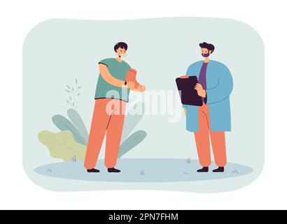 Cartoon woman giving man shoe with broken heel Stock Vector