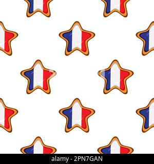 Pattern cookie with flag country France in tasty biscuit, pattern cookie consist of flag country France on natural biscuit, fresh biscuit cookie with Stock Vector