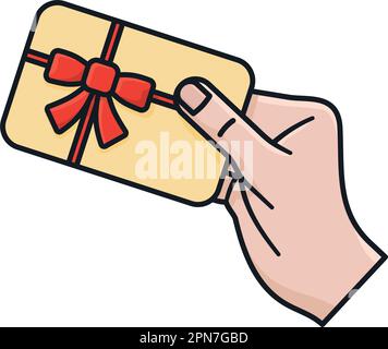 Hand holding gift card isolated vector illustration for Use Your Gift Card Day on January 21 Stock Vector