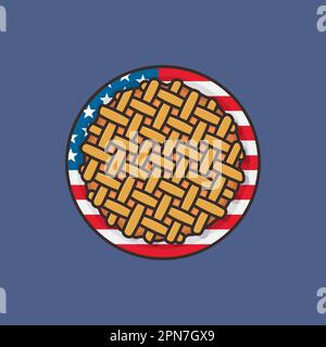 Pie on plate with United States of America flag vector illustration for National Pie Day on january 23 Stock Vector