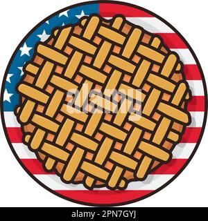 Pie on plate with United States of America flag isoalted vector illustration for National Pie Day on january 23 Stock Vector