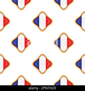 Pattern cookie with flag country France in tasty biscuit, pattern cookie consist of flag country France on natural biscuit, fresh biscuit cookie with Stock Vector