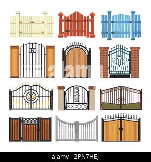 Fence gates set Stock Vector