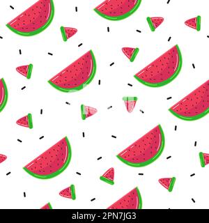 Watermelon slices set in seamless pattern Stock Vector