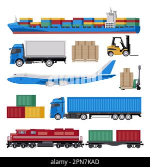 Cargo train with freight flat vector illustration Stock Vector Image ...