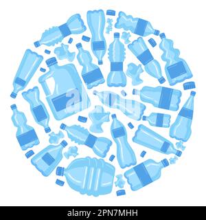 Circular pattern with plastic water bottles vector illustration Stock Vector