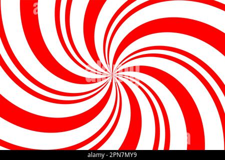 Red and white spiral background. Candy cane colors whirl backdrop. Abstract striped vintage pattern. Pop art whirlpool. Twisted backdrop. Swirl vector Stock Vector