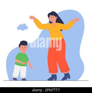 Angry mother having argument with sad son Stock Vector