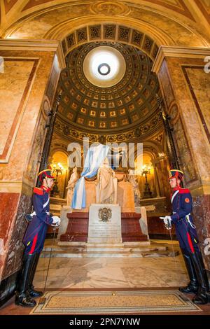 Argentina, Buenos Aires. Tomb of José de San Martín in the cathedral. Stock Photo