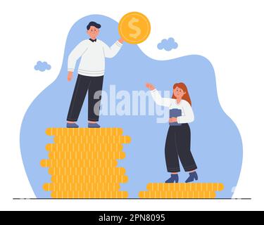Salary and gender Inequality gap between women and men business concept ...