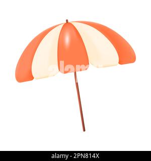 Red and white sun umbrella for beach or outdoor cafe 3D icon Stock Vector