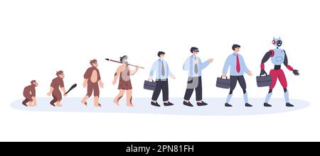 Human evolution from ape to businessman. Vector monkey and prehistoric ...