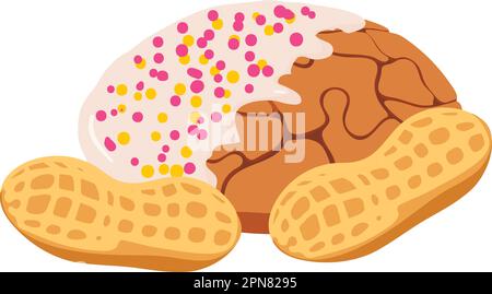 Nutty dessert icon isometric vector. Homemade peanut cookie with white icing. Dessert, food concept Stock Vector