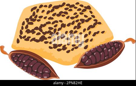 Home dessert icon isometric vector. Homemade cookie with seed and cocoa pod icon. Dessert, food concept Stock Vector