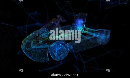 Go kart racing. Light effect particles background. Modern abstract style consists of colorful dots Stock Photo