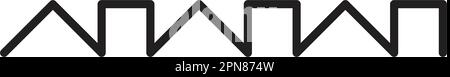Border line geometric shape element, horizontal zigzag seamless pattern stroke outline illustration Stock Vector