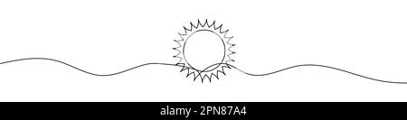 Sun icon in continuous line drawing style. Line art of sun icon. Vector illustration. Abstract background Stock Vector