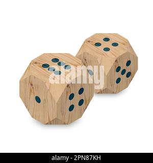 Wooden dices isolated on white background. 3D isometric style, vector illustration. Stock Vector