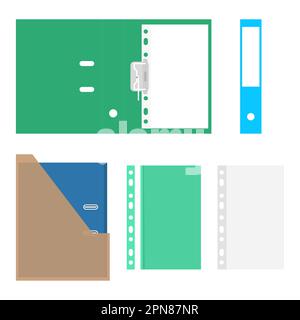 Set of office icons isolated on white background, flat vector illustration. Stock Vector