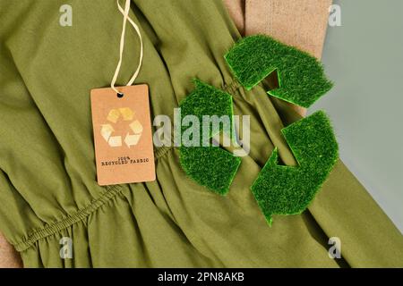 Knitted eco friendly cotton fabric with 100 percent recycled label ...