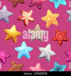 Stars seamless. Textile design pattern with different colored stars collection exact vector cartoon background Stock Vector