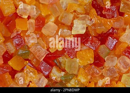 Candied lemon peel and candied orange peel close up Stock Photo