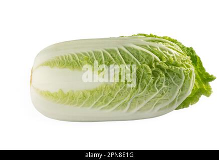 Pekinese green cabbage on the white isolated background. Close-up Stock Photo