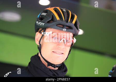 Alpach, Austria. 17th April 2023: Alpach, Austria: 2023 UCI Tour of the Alps Road Cycling Race, First Stage from Rattenberg to Alpbach; Jack Haig (AUS) Credit: Action Plus Sports Images/Alamy Live News Stock Photo