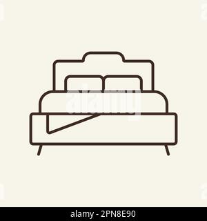 Double bed line icon Stock Vector