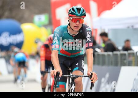 Alpach, Austria. 17th April 2023: Alpach, Austria: 2023 UCI Tour of the Alps Road Cycling Race, First Stage from Rattenberg to Alpbach; Russian Aleksandr Vlasov (RUS) Credit: Action Plus Sports Images/Alamy Live News Stock Photo