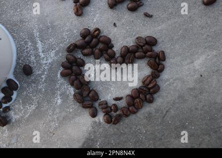 Coffee beans in the shape of a heart Stock Photo