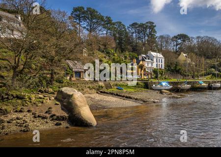 Le Sabot de Gargantua on the banks of the river at Pont Aven, Brittany, France Stock Photo