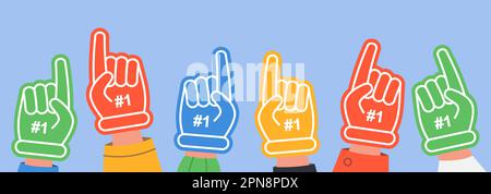 Support for football team from hands with fan foam fingers Stock Vector