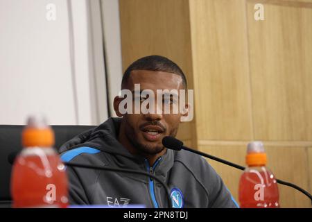Naples, Campania, Italy. 17th Apr, 2023. 17/04/2023 Naples, Diego Armando Maradona Stadium, press conference for the football match valid for the quarter-finals of the Champions League 2022/23 between SSC Napoli vs AC Milan.In the picture:Juan Jesus of SSC Napoli. (Credit Image: © Fabio Sasso/ZUMA Press Wire) EDITORIAL USAGE ONLY! Not for Commercial USAGE! Credit: ZUMA Press, Inc./Alamy Live News Stock Photo
