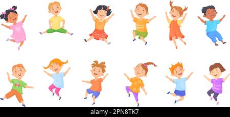 Jumping kids yong child character in jump Vector Image