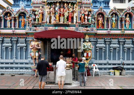 Sri Krishnan hindu temple.  Main entrance and Gopuram Singapore. Stock Photo