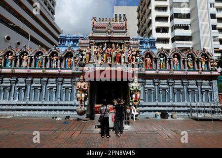 Sri Krishnan hindu temple.  Main entrance and Gopuram Singapore. Stock Photo