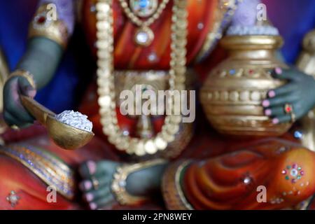 Sri Krishnan hindu temple.  Annapurna is the Hindu Goddess of food and nourishment. Singapore. Stock Photo